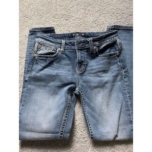 Miss Me Skinny Jeans Women's 30 (32x30) Low Rise Distressed Blue Denim skinny